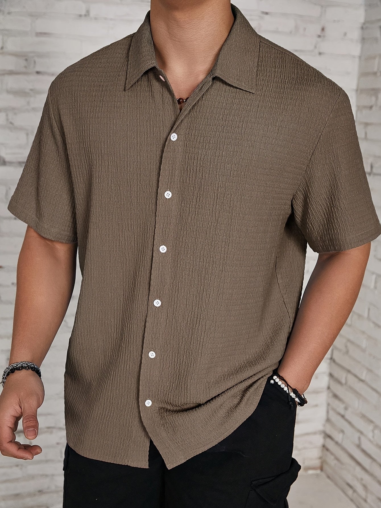 Textured Button-Up Shirt