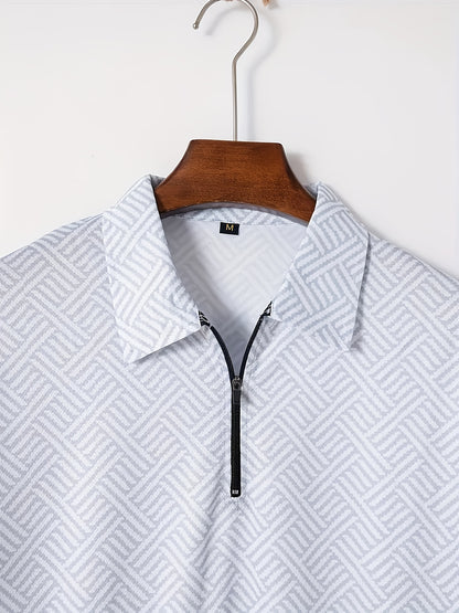 Strukturiertes Polo-Shirt mit Reißverschluss und Shorts-Set