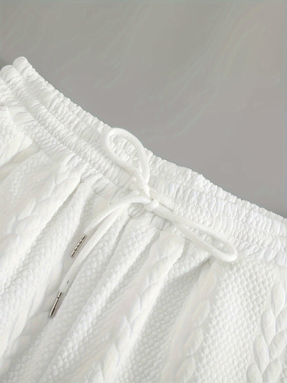 Conjunto de camiseta y pantalón corto de punto trenzado texturizado