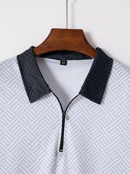Strukturiertes Polo-Shirt mit Reißverschluss und Shorts-Set