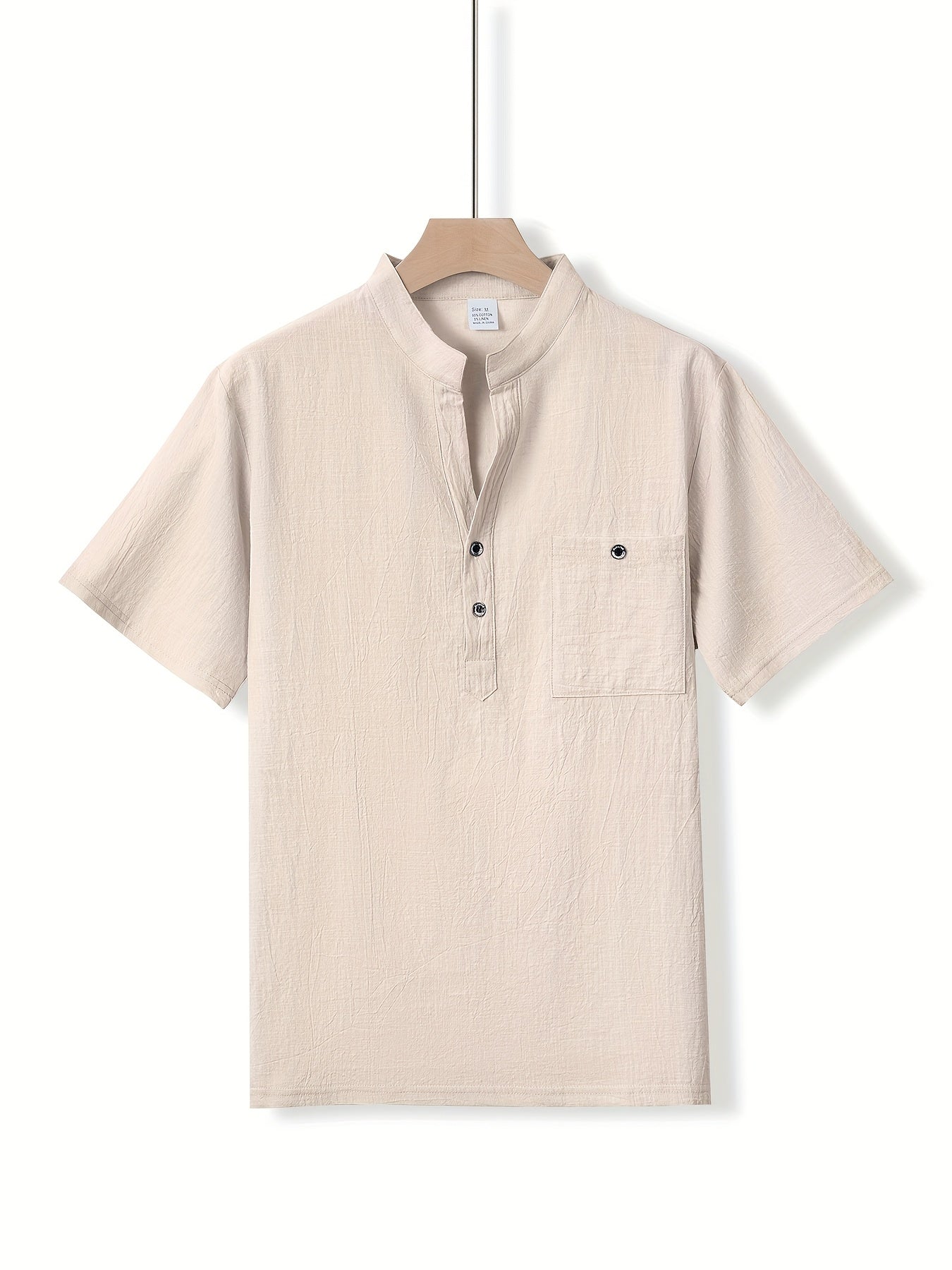 Camisa Henley Texturizada de Manga Corta