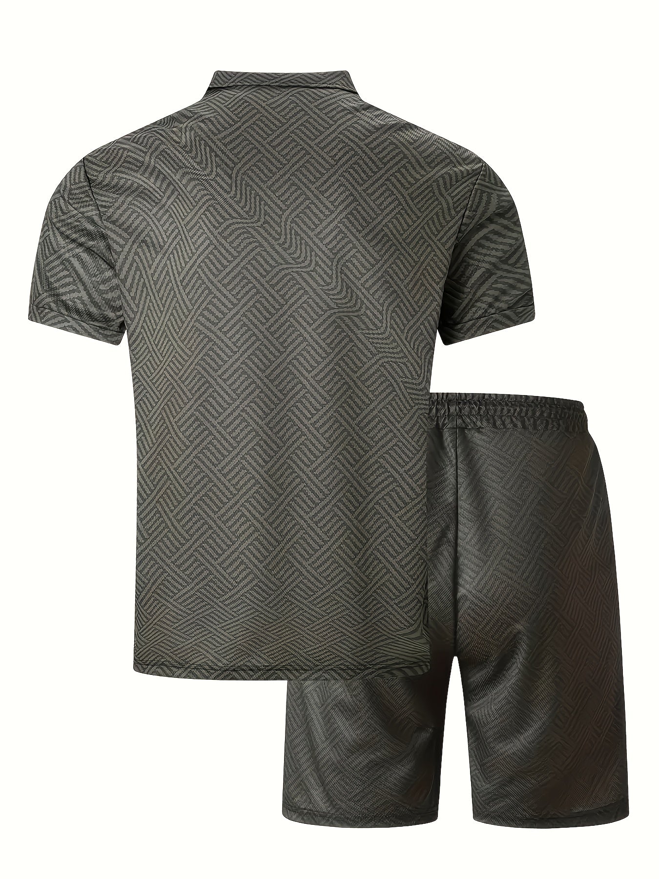 Strukturiertes Polo-Shirt mit Reißverschluss und Shorts-Set
