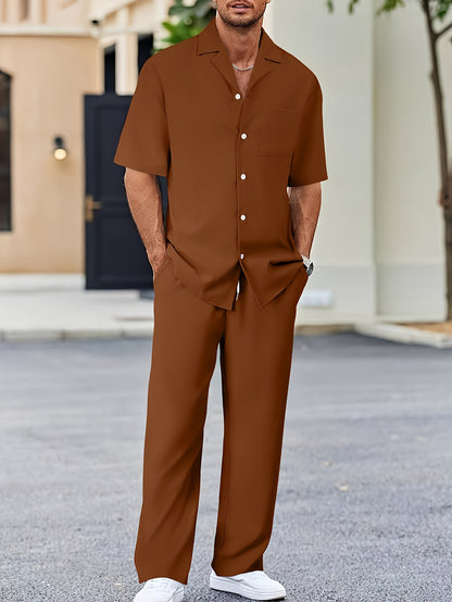 Conjunto de camisa de manga corta y pantalones de corte relajado