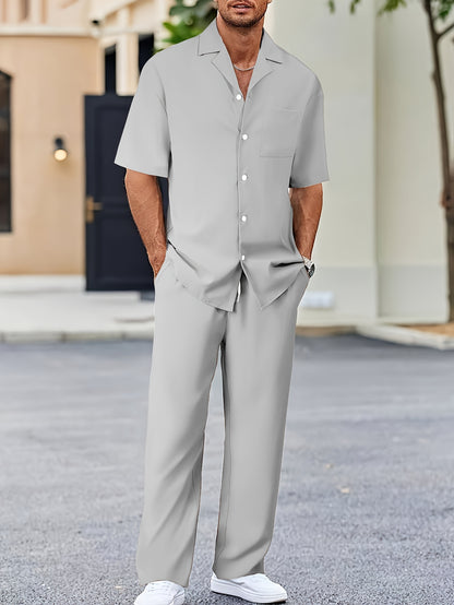 Conjunto de camisa de manga corta y pantalones de corte relajado