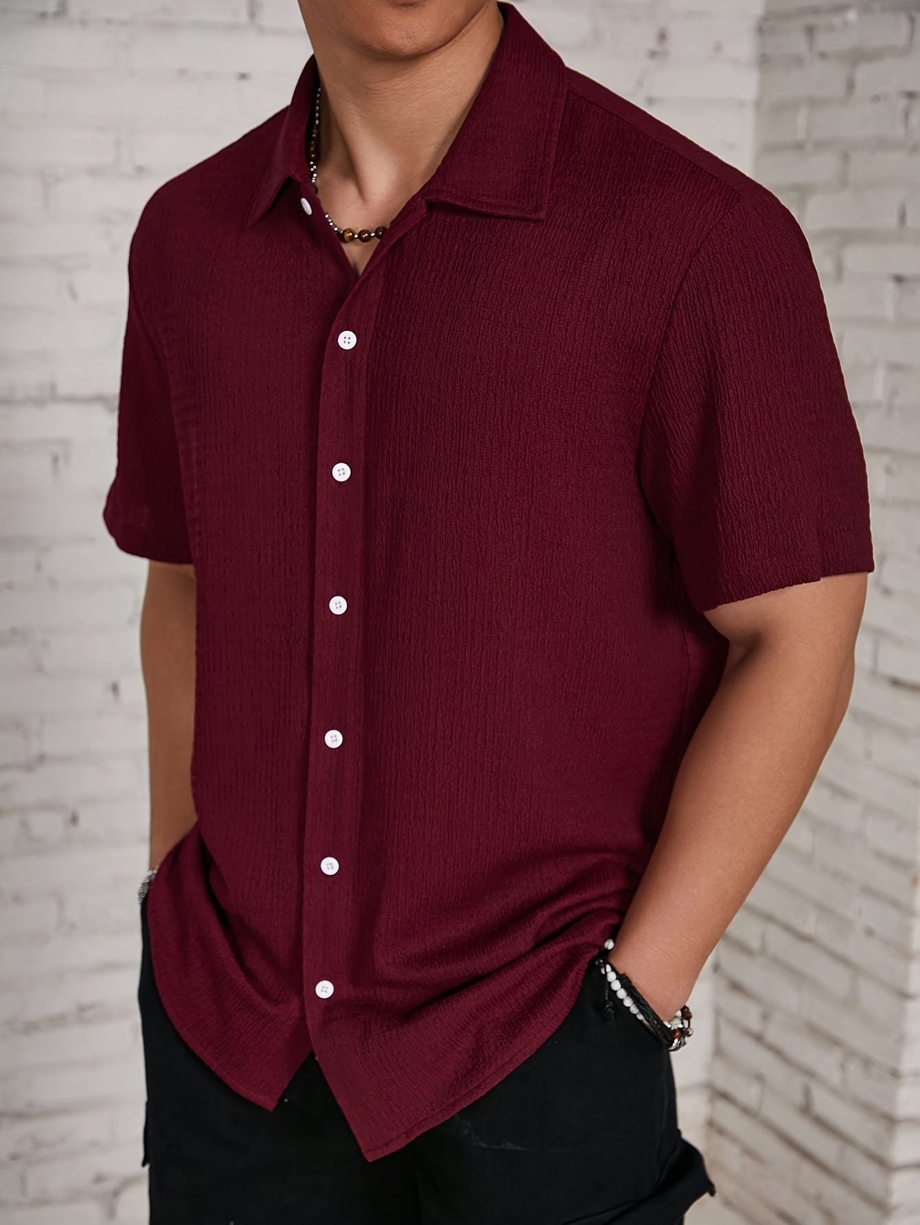 Textured Button-Up Shirt