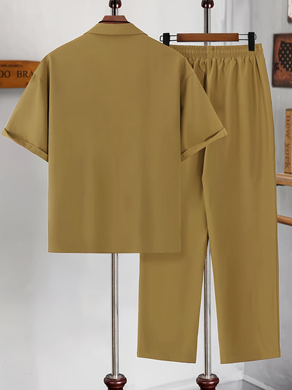 Conjunto de camisa de manga corta y pantalones de corte relajado
