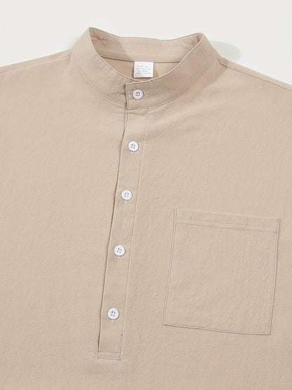 Strukturiertes Langarm-Henley-Shirt