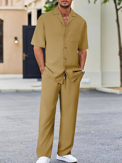 Conjunto de camisa de manga corta y pantalones de corte relajado