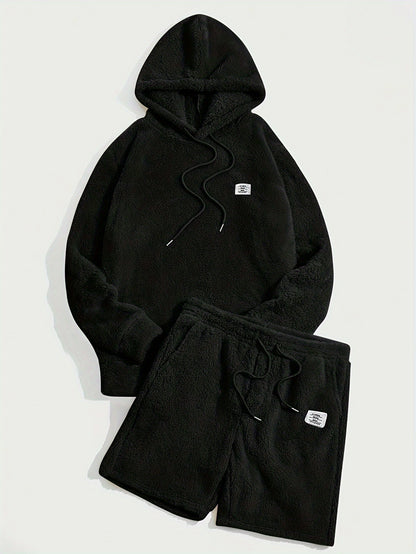 Fleece-Hoodie und Shorts-Set