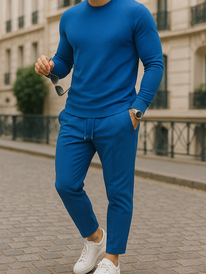 Strukturiertes Langarm-Top und Jogginghose Set