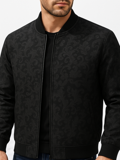 Strukturierte Bomberjacke mit Blumenmuster