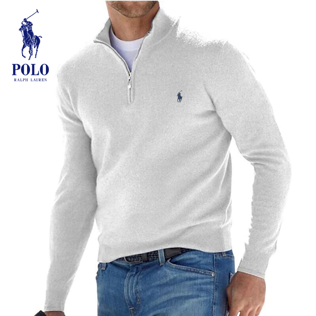 Polo-Pullover mit Viertelreißverschluss