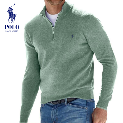Polo-Pullover mit Viertelreißverschluss