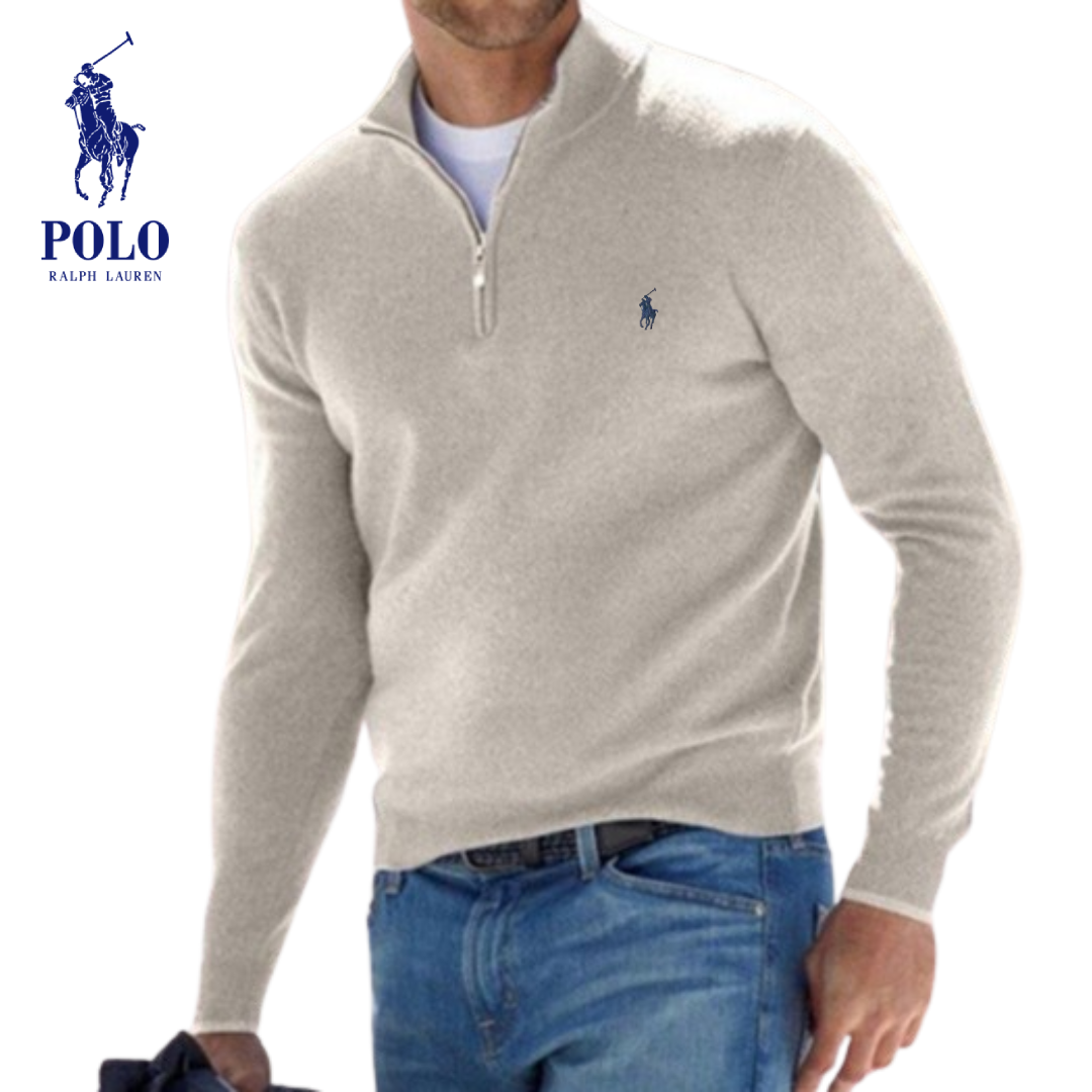 Polo-Pullover mit Viertelreißverschluss