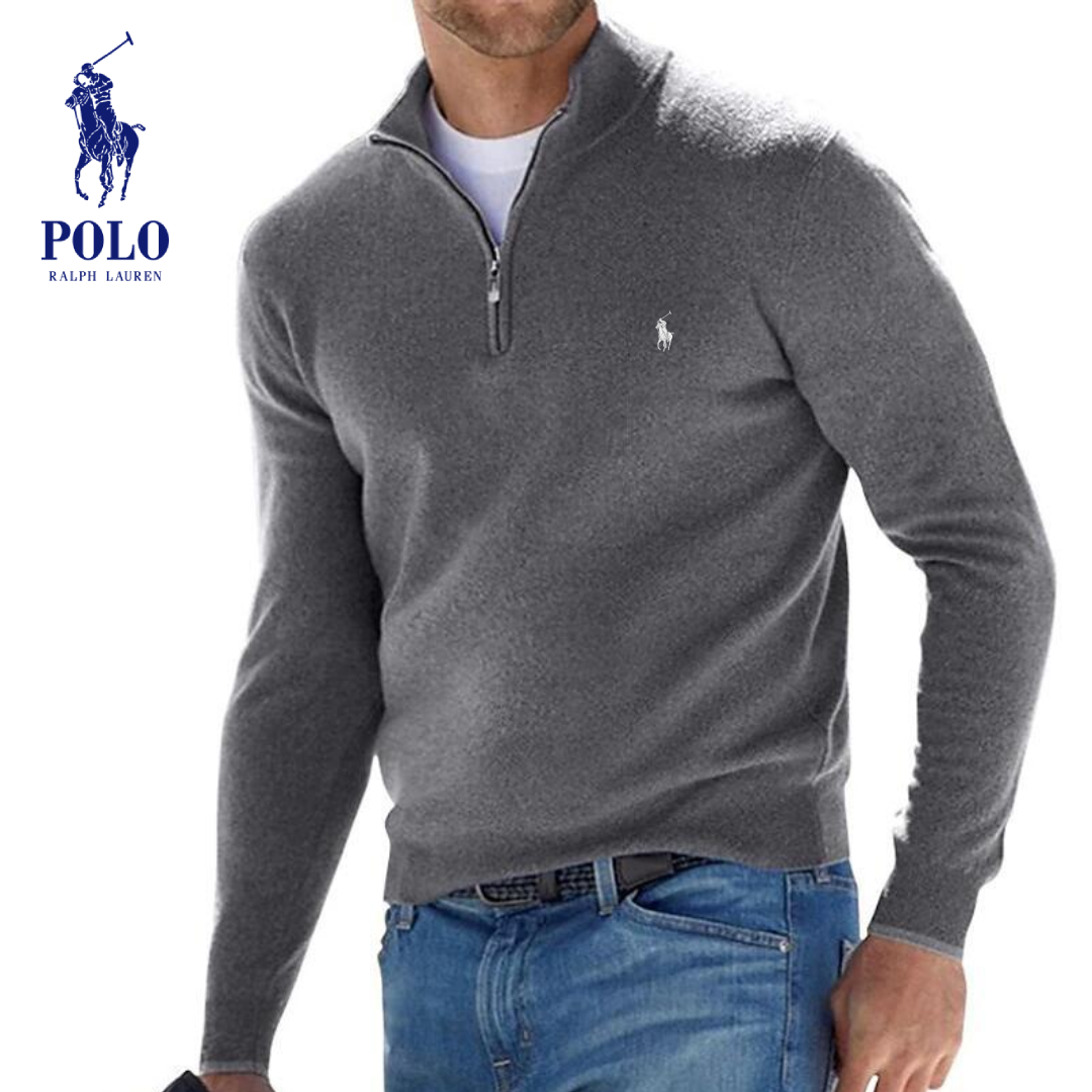Polo-Pullover mit Viertelreißverschluss