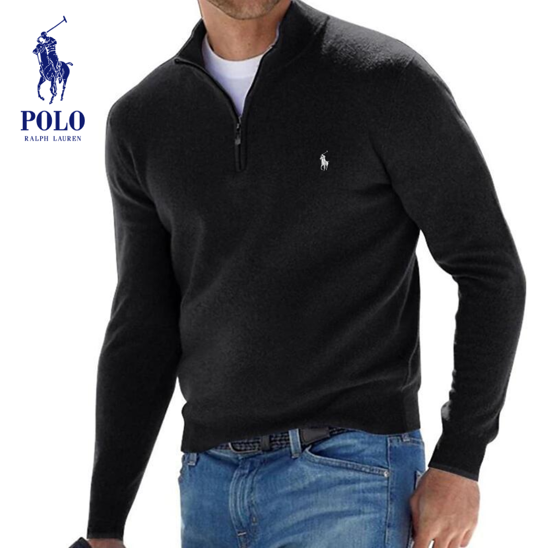 Polo-Pullover mit Viertelreißverschluss