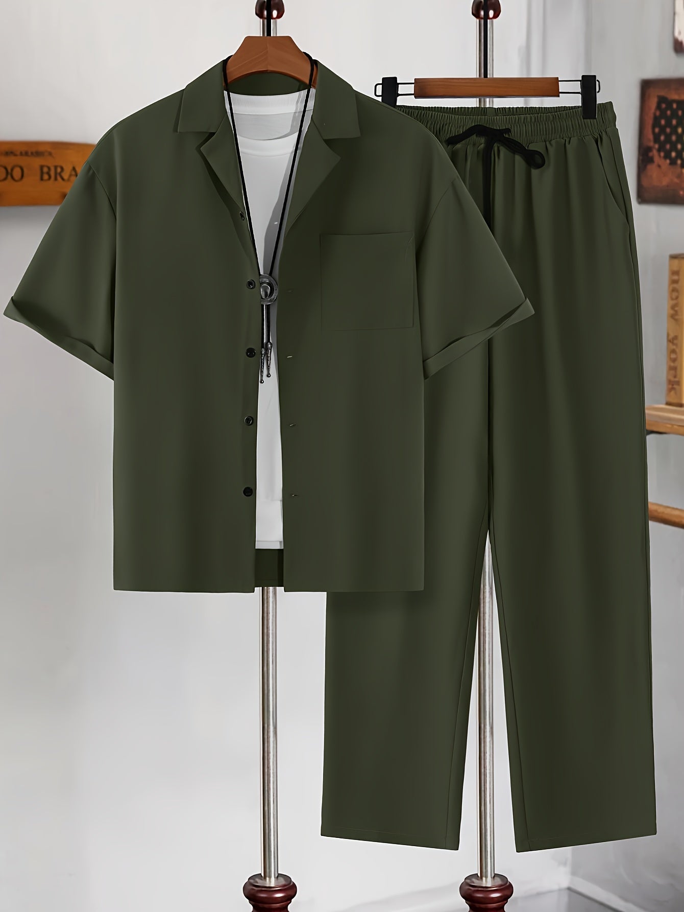 Conjunto de camisa de manga corta y pantalones de corte relajado