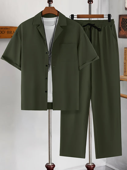 Conjunto de camisa de manga corta y pantalones de corte relajado
