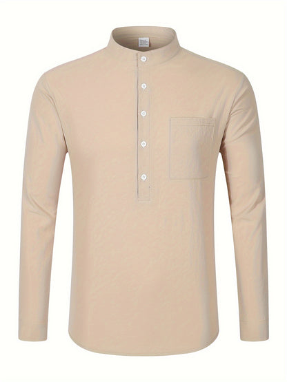 Strukturiertes Langarm-Henley-Shirt
