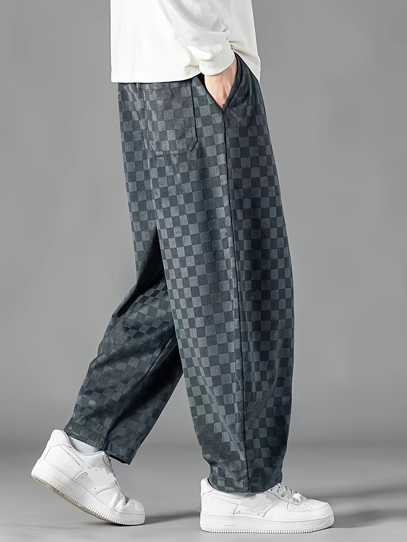 Pantalones anchos a cuadros