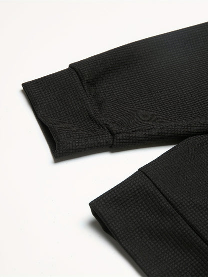 Strukturiertes Langarm-Top und Jogginghose Set