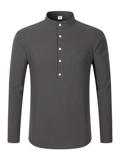 Strukturiertes Langarm-Henley-Shirt