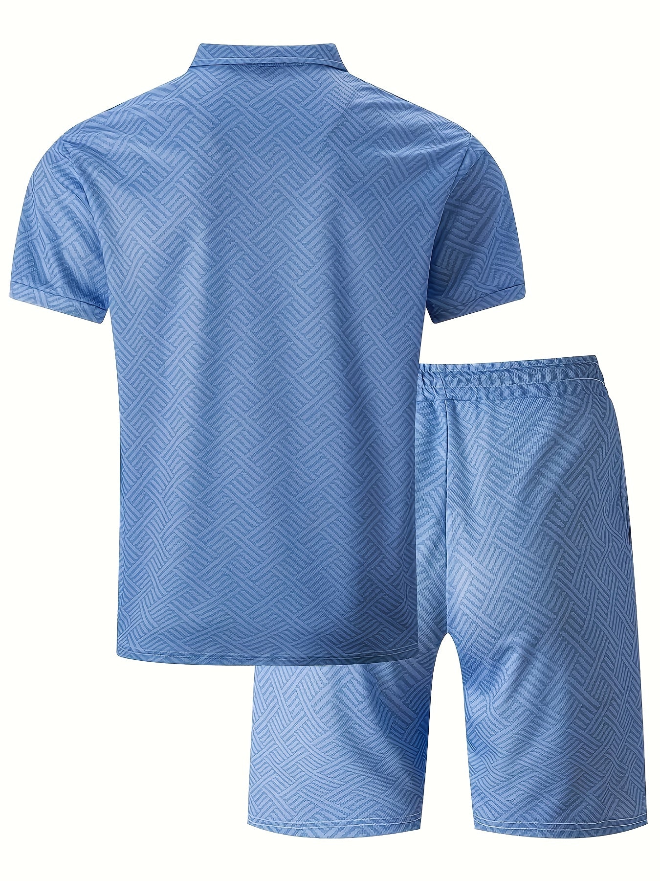 Strukturiertes Polo-Shirt mit Reißverschluss und Shorts-Set