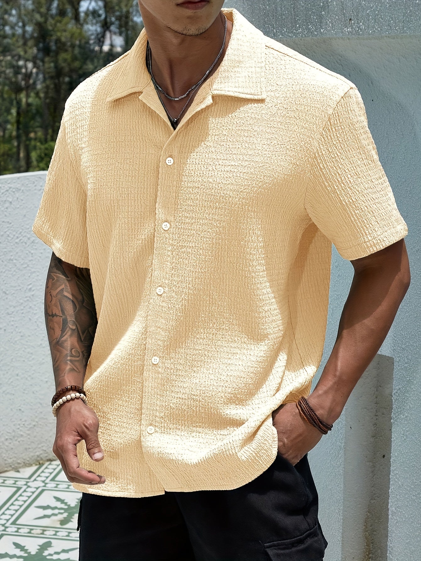 Textured Button-Up Shirt