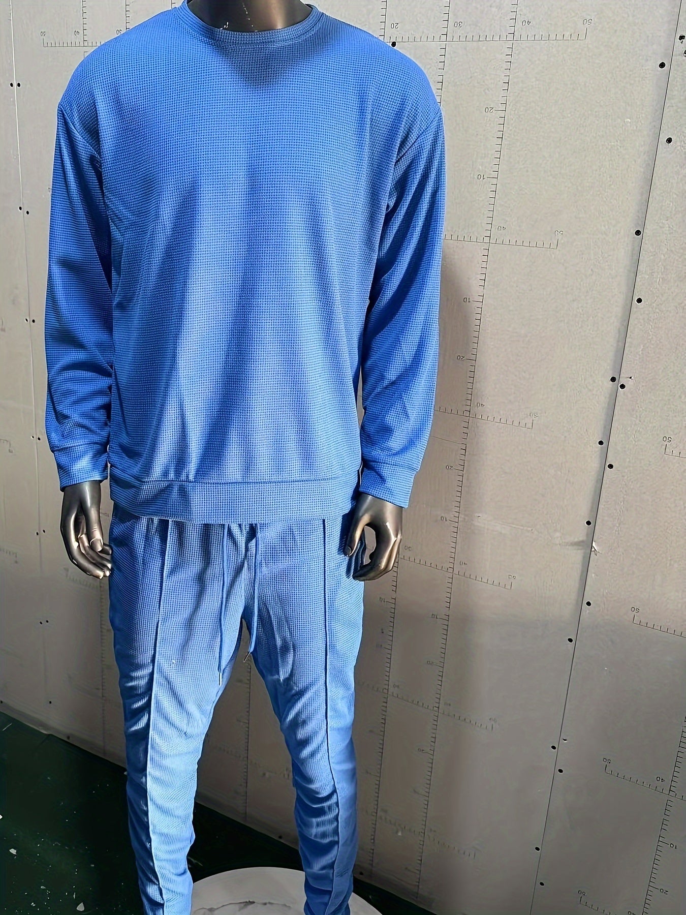 Strukturiertes Langarm-Top und Jogginghose Set