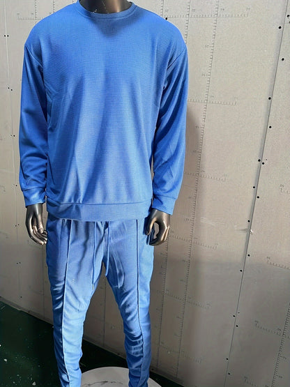 Strukturiertes Langarm-Top und Jogginghose Set