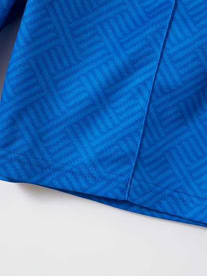 Strukturiertes Polo-Shirt mit Reißverschluss und Shorts-Set