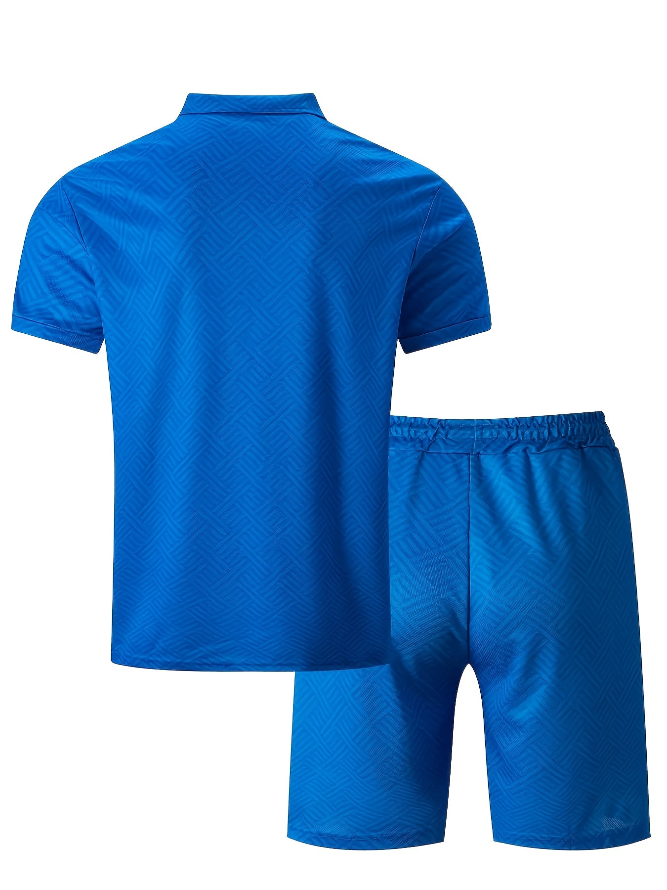 Strukturiertes Polo-Shirt mit Reißverschluss und Shorts-Set