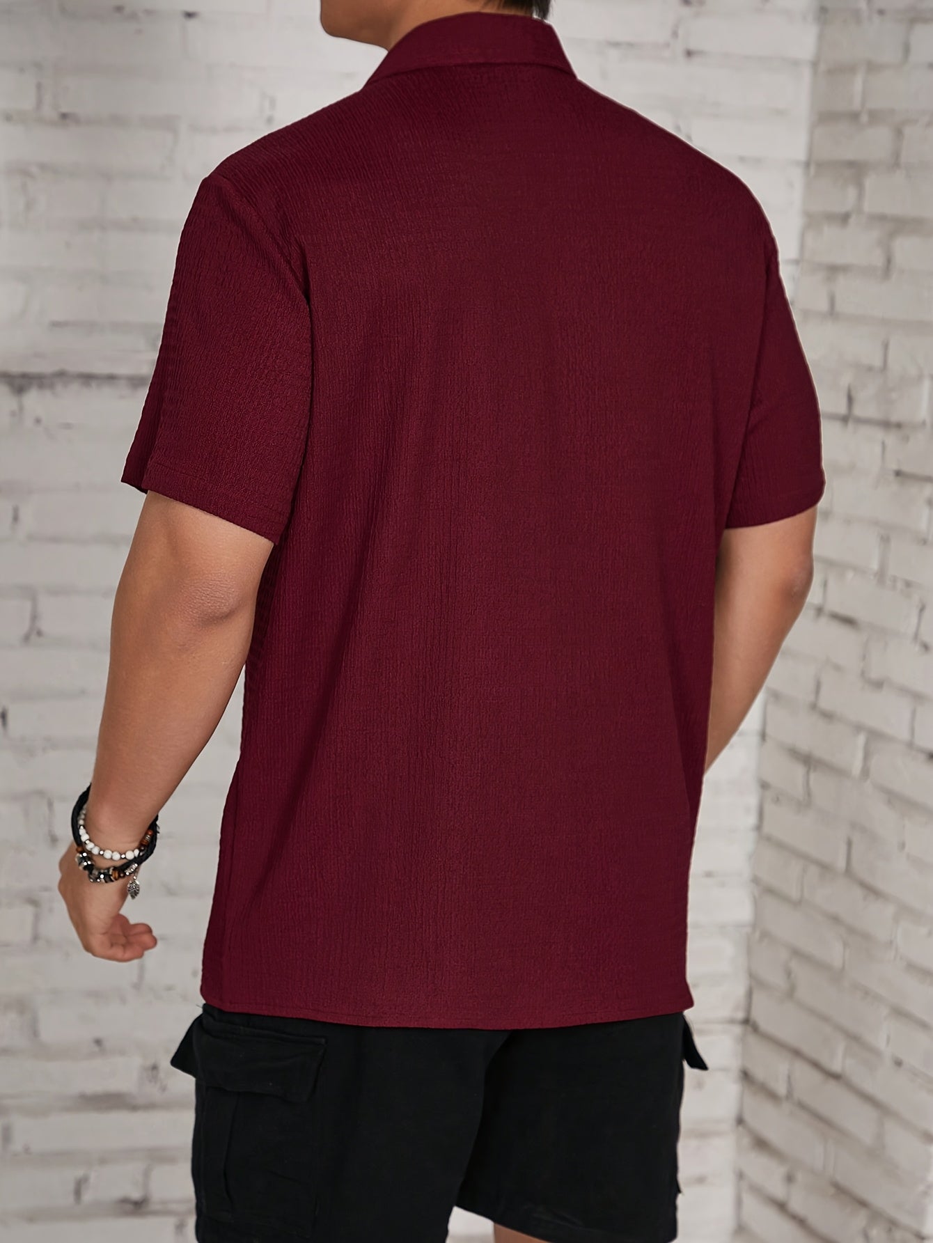 Textured Button-Up Shirt