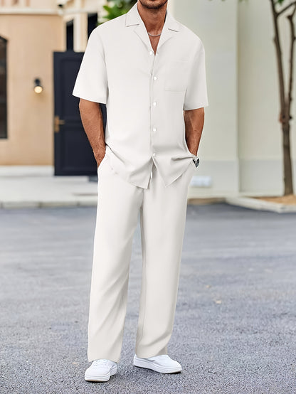Conjunto de camisa de manga corta y pantalones de corte relajado