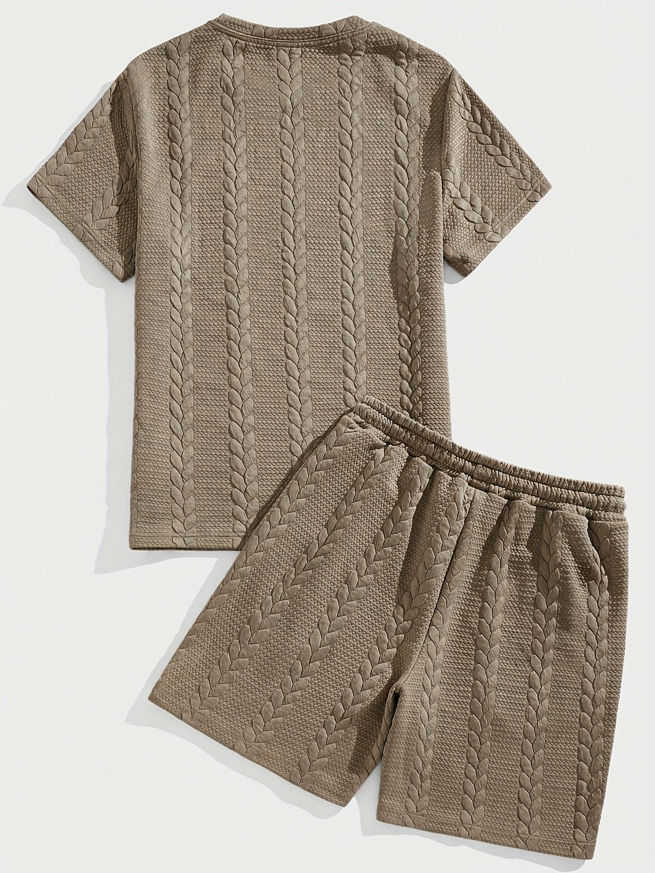 Conjunto de camiseta y pantalón corto de punto trenzado texturizado
