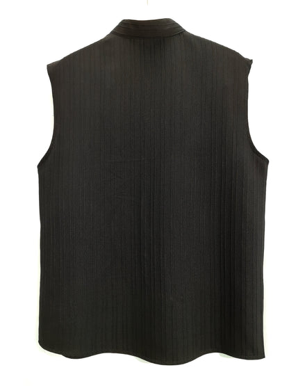 Sleeveless Pleated Button Shirt and Shorts Set
