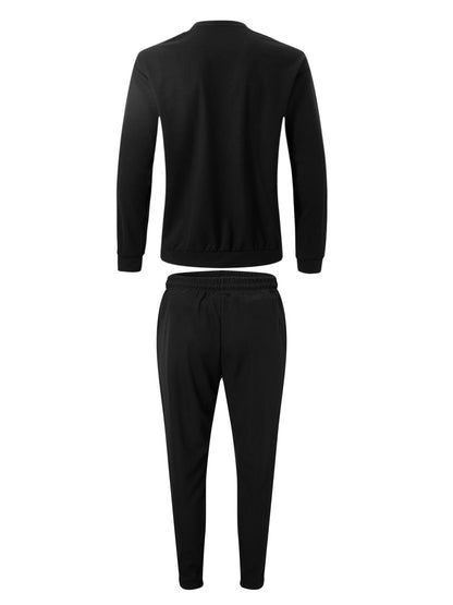 Strukturiertes Langarm-Top und Jogginghose Set