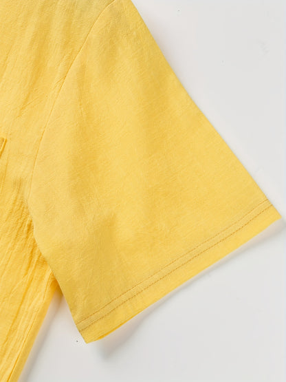 Camisa Henley Texturizada de Manga Corta