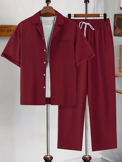 Conjunto de camisa de manga corta y pantalones de corte relajado