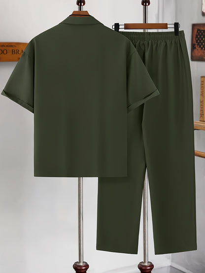 Conjunto de camisa de manga corta y pantalones de corte relajado