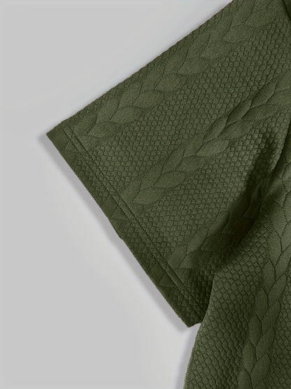 Conjunto de camiseta y pantalón corto de punto trenzado texturizado