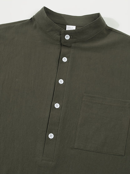 Strukturiertes Langarm-Henley-Shirt