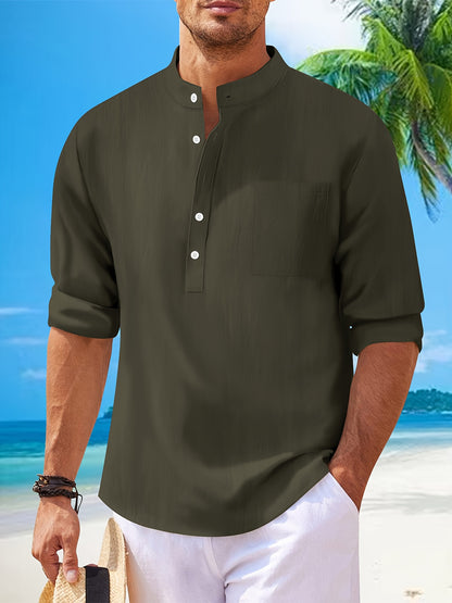 Strukturiertes Langarm-Henley-Shirt