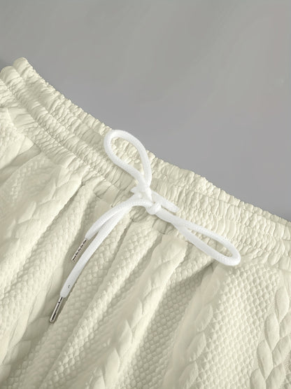 Conjunto de camiseta y pantalón corto de punto trenzado texturizado