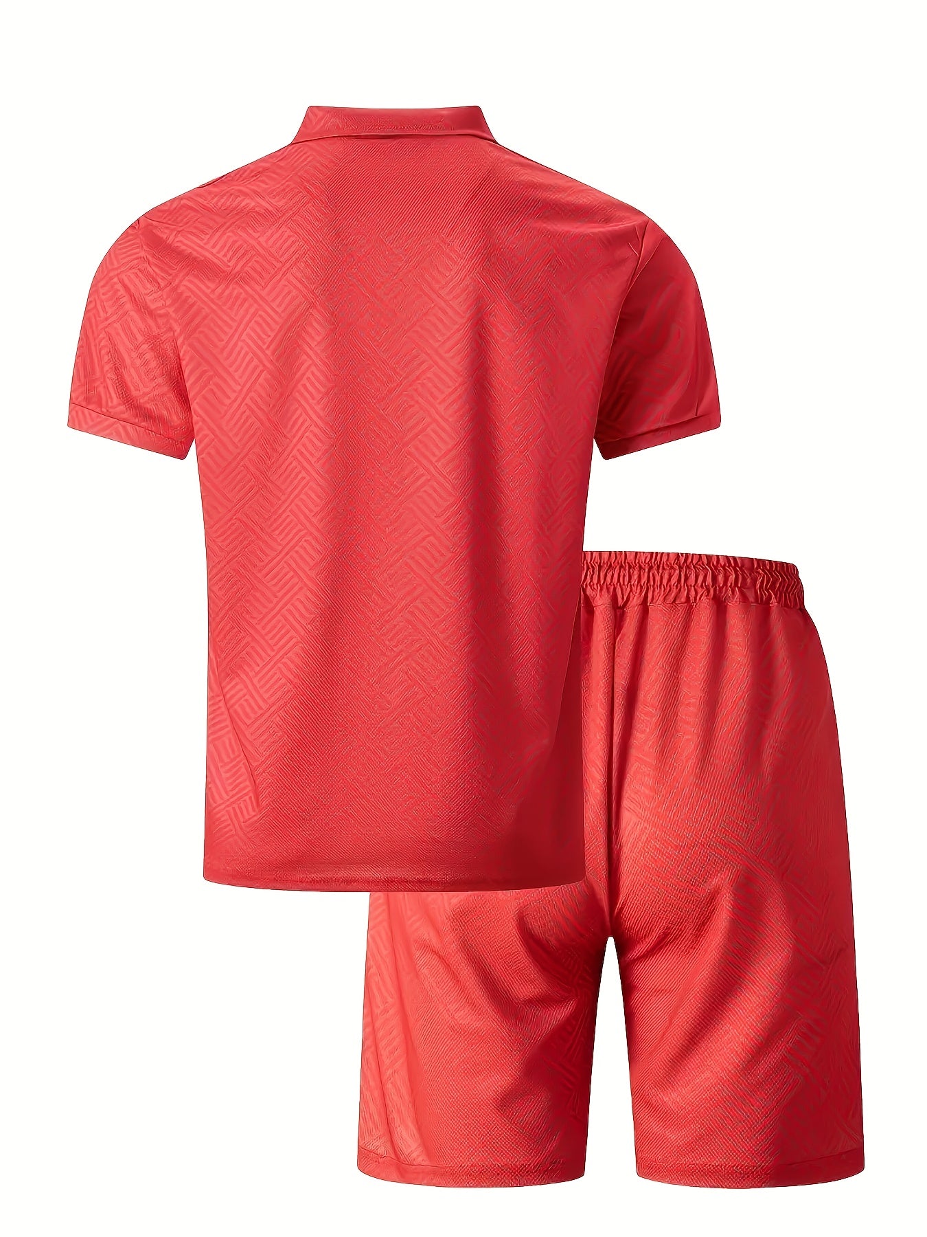 Strukturiertes Polo-Shirt mit Reißverschluss und Shorts-Set