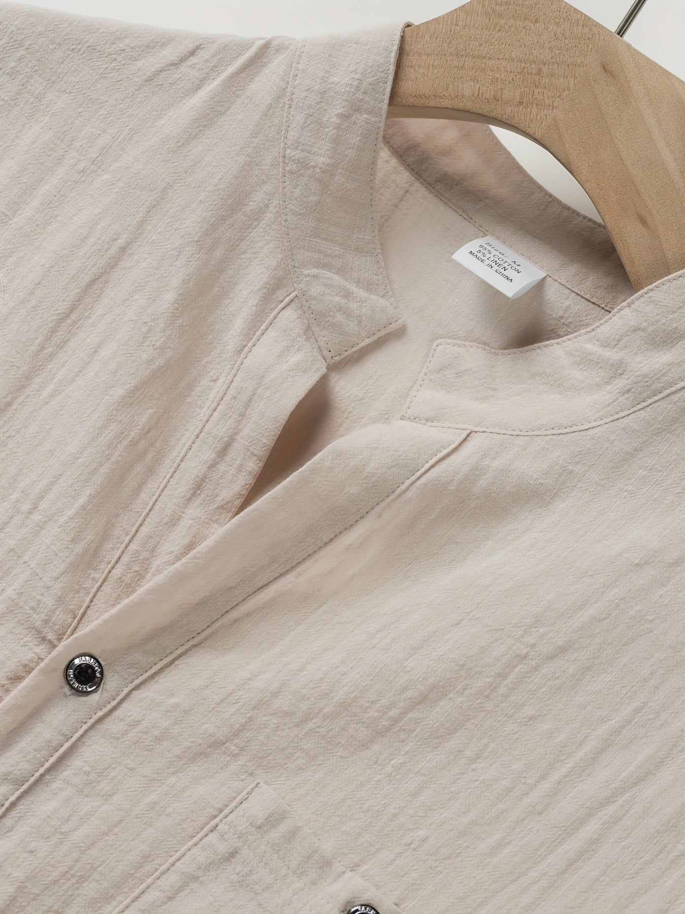 Camisa Henley Texturizada de Manga Corta