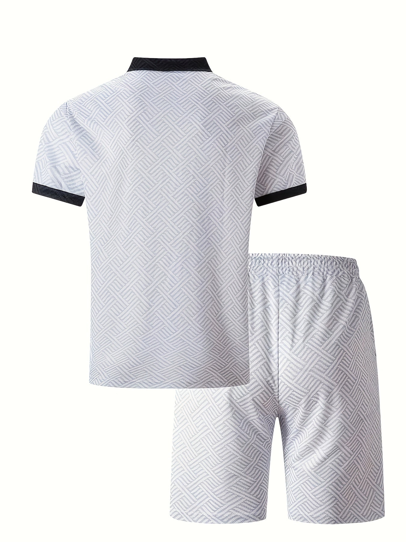 Strukturiertes Polo-Shirt mit Reißverschluss und Shorts-Set