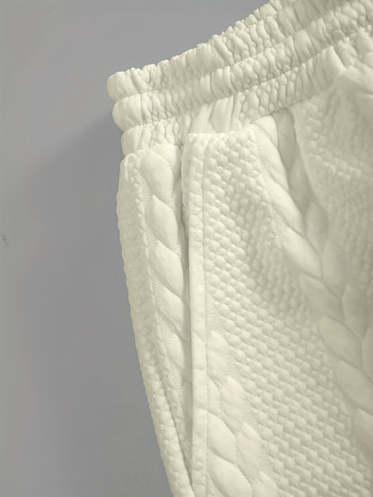 Conjunto de camiseta y pantalón corto de punto trenzado texturizado