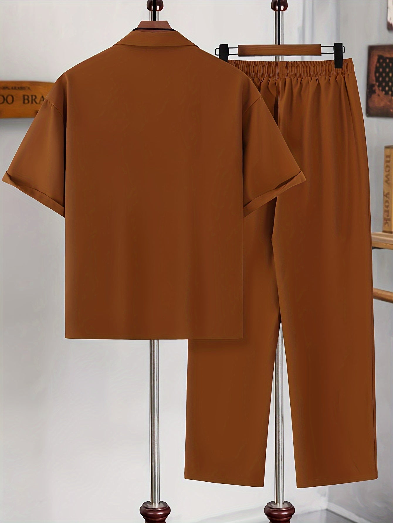Conjunto de camisa de manga corta y pantalones de corte relajado