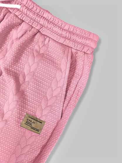 Conjunto de camiseta y pantalón corto de punto trenzado texturizado